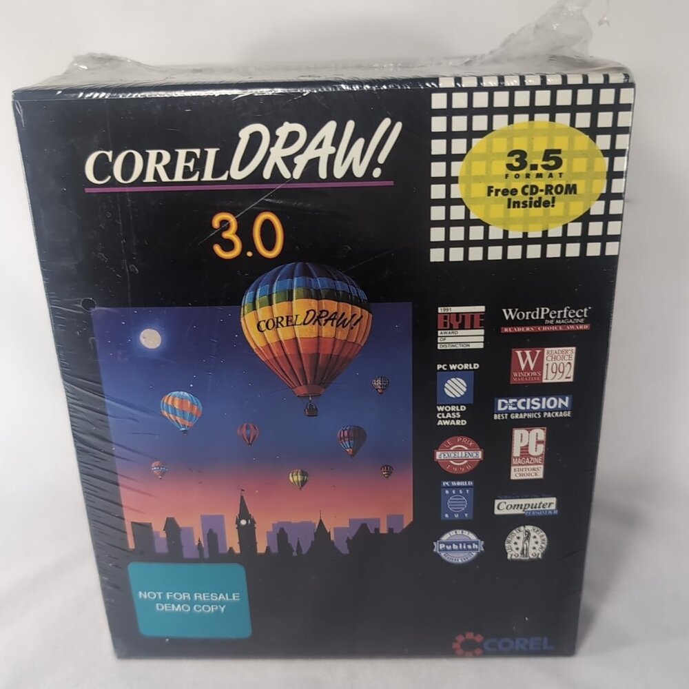 Corel Draw 3.0 NEW Graphics Studio Software Complete SW464-EN3D SEALED CD 3.5